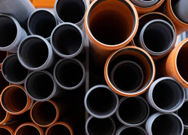 pvc water pipes close-up, top view